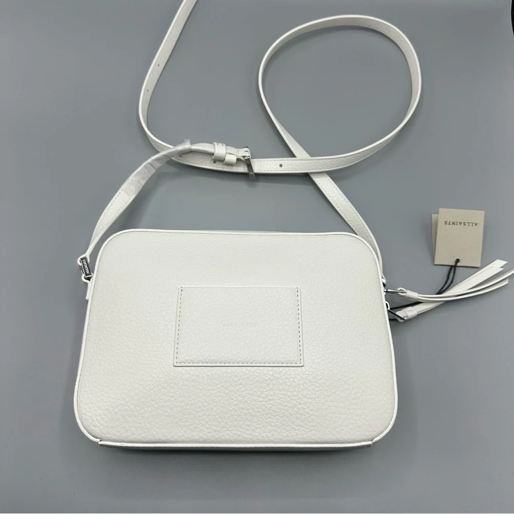 AllSaints Leather White Camera Crossbody Bag